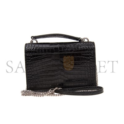 YSL SUNSET CHAIN WALLET IN CROCODILE-EMBOSSED SHINY LEATHER 533026DND1N1000 (19*14*5.5cm)